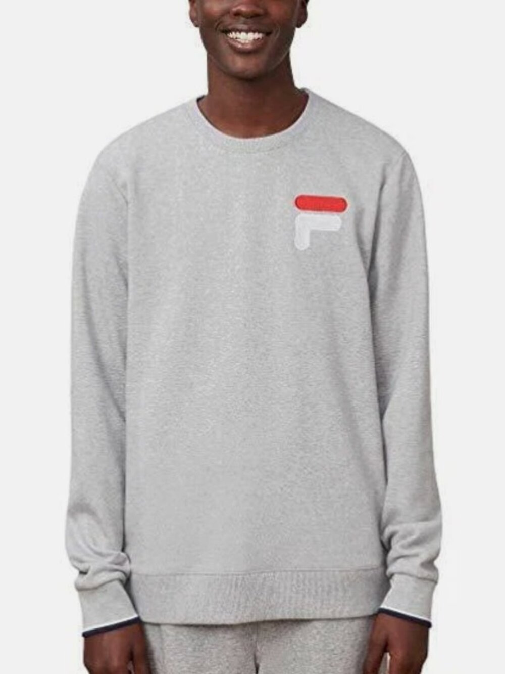 Fila Men's French Terry Crew Neck Grey Sweatshirt blokecore athletic loungewear